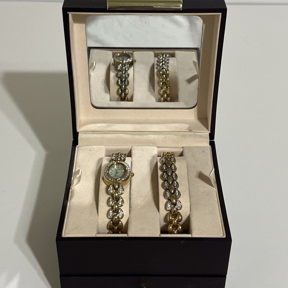 ADOLFO AF2255 Gold Tone Quartz Analog Women\'s Watch and‎ Bracelet W/Jewelry Box main image 6
